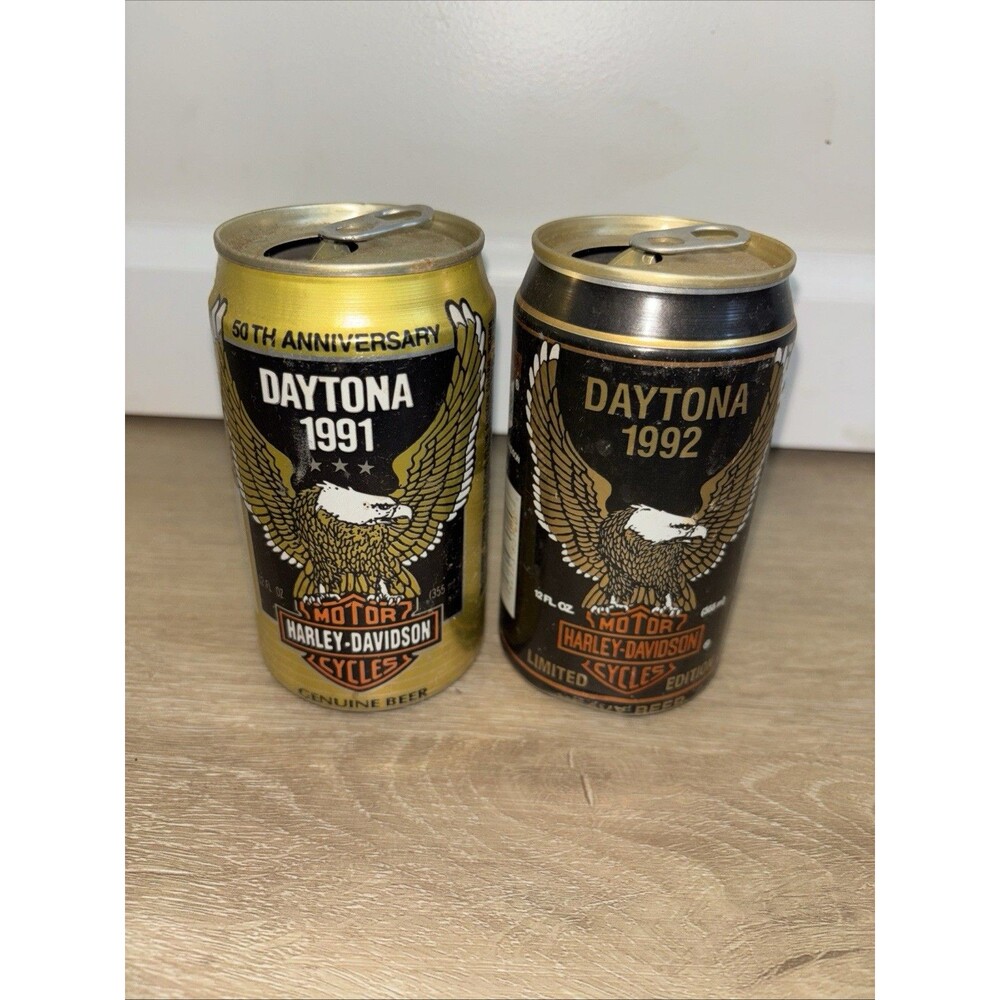 Harley Davidson Daytona Beer Can Lot 1991 1992 Vintage 50th Anniversary Empty